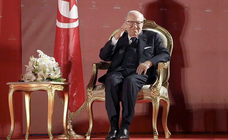 Beji Caid Essebsi a Monastir, Tunisia il 6 aprile scorso (Slim Abid, Tunisian Presidence via AP)