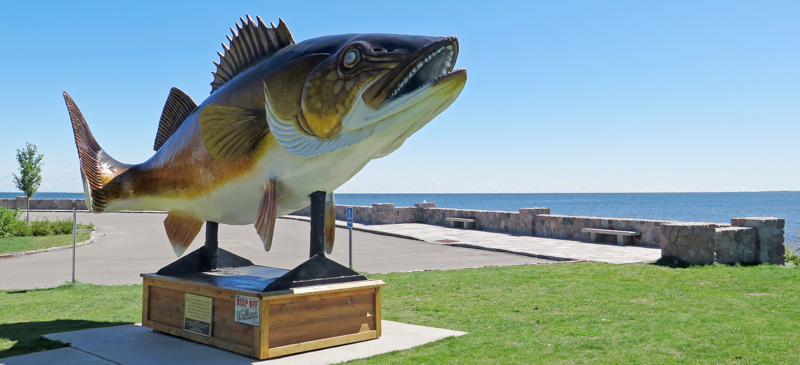 La statua di un pesce a Garrison, Minnesota. (Tom Scheck/Minnesota Public Radio via AP)
