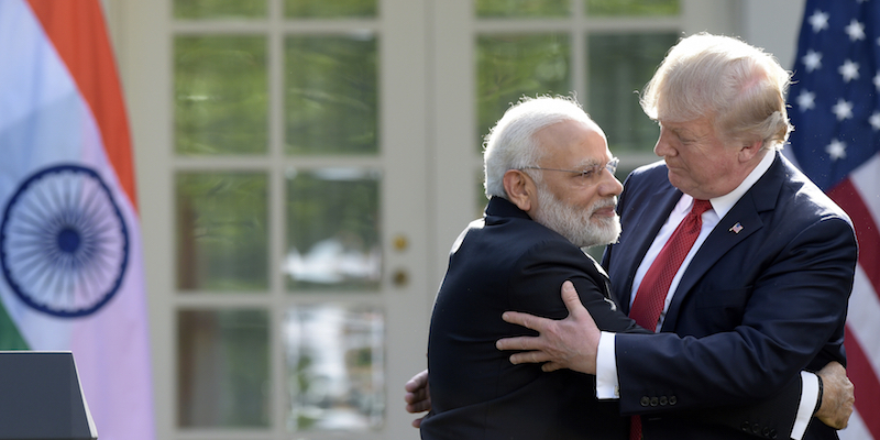 Il presidente americano Donald Trump e il primo ministro indiano Narendra Modi alla Casa Bianca il 26 giugno 2017 (AP Photo/Susan Walsh)