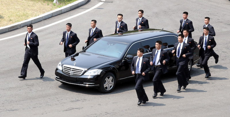 Kim Jong-un su una Mercedes a Panmunjom, 27 aprile 2018 (Korea Summit Press Pool/Getty Images)