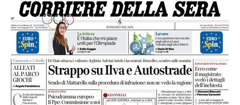Le prime pagine di martedì 2 luglio 2019