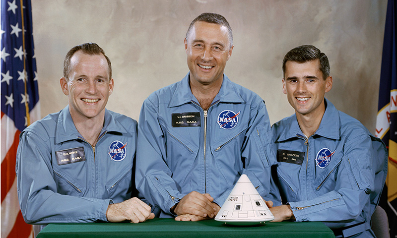 L'equipaggio dell'Apollo 1 , il primo aprile 1966 (NASA)