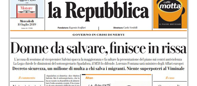 Le prime pagine di mercoledì 10 luglio 2019