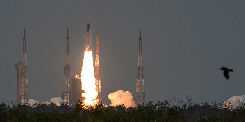 Il lancio di Chandrayaan-2 dalla base di Sriharikota, nell’Andhra Pradesh, India (ARUN SANKAR / AFP)