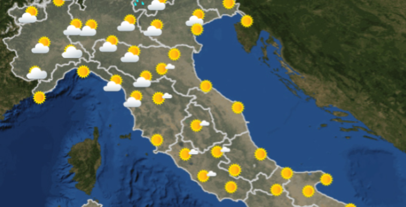 Le previsioni meteo per mercoledì 24 luglio