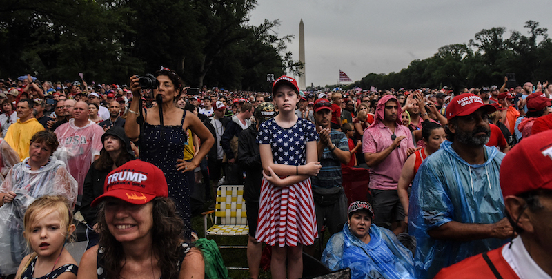 Sostenitori di Trump al National Mall durante il suo discorso per il 4 luglio 2019
(Stephanie Keith/Getty Images)