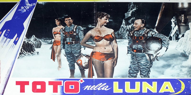 Cartellone pubblicitario del film "Totò nella Luna" del 1958