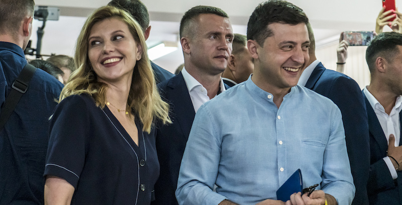 Volodymyr Zelensky e la moglie, Olena Zelenska, a Kiev, Ucraina (Brendan Hoffman/Getty Images)