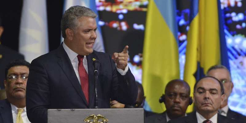 Il presidente colombiano Ivan Duque (AP Photo/Luis Benavides)