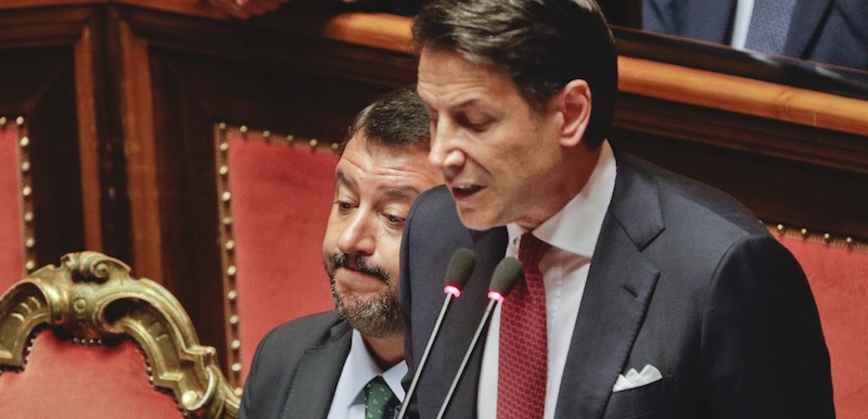 Matteo Salvini e Giuseppe Conte. (AP Photo/Gregorio Borgia)