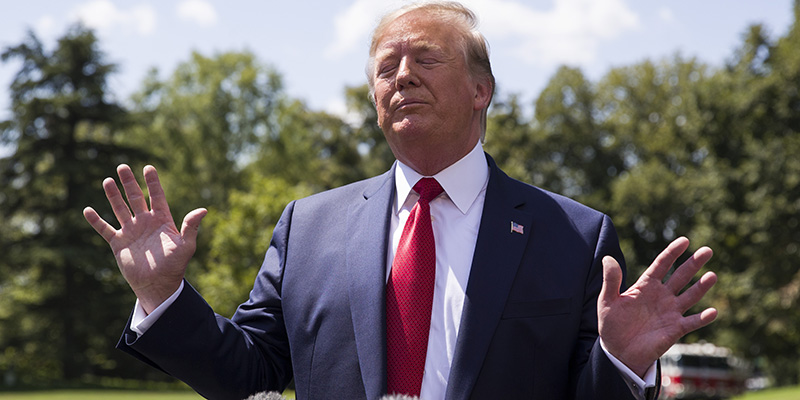 Donald Trump alla Casa Bianca. 21 agosto 2019 (AP Photo/Alex Brandon)