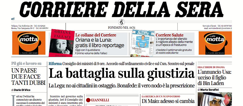 Le prime pagine di giovedì 1 agosto 2019