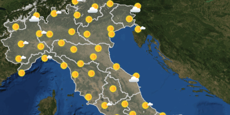 Le previsioni meteo per domani, domenica 18 agosto