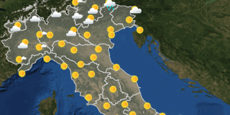 Le previsioni meteo per domani, lunedì 19 agosto