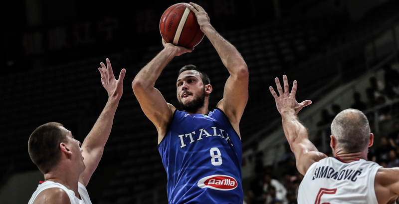 Danilo Gallinari in un'amichevole contro la Serbia in preparazione dei Mondiali, a Shenyang (Cina). (Pan Yulong/Xinhua via ZUMA Wire)