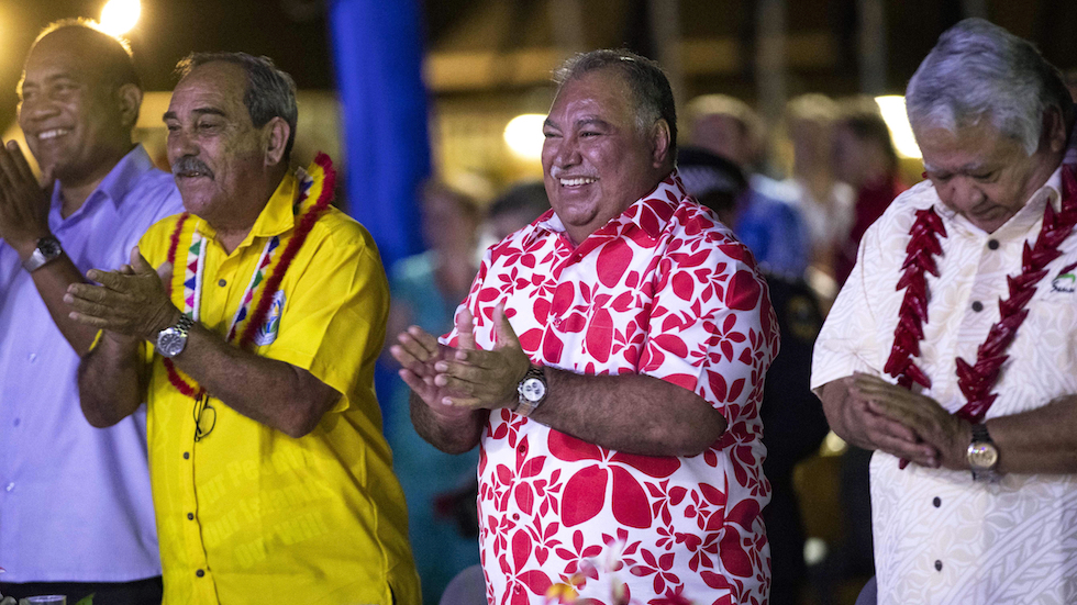 Il presidente di Nauru, Baron Waqa (al centro), il 3 settembre 2018 (New Zealand Herald Photograph by Jason Oxenham)