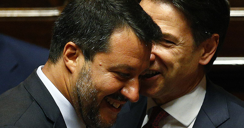 Matteo Salvini e Giuseppe Conte, 20 agosto 2019 (Vincenzo Livieri/LaPresse)