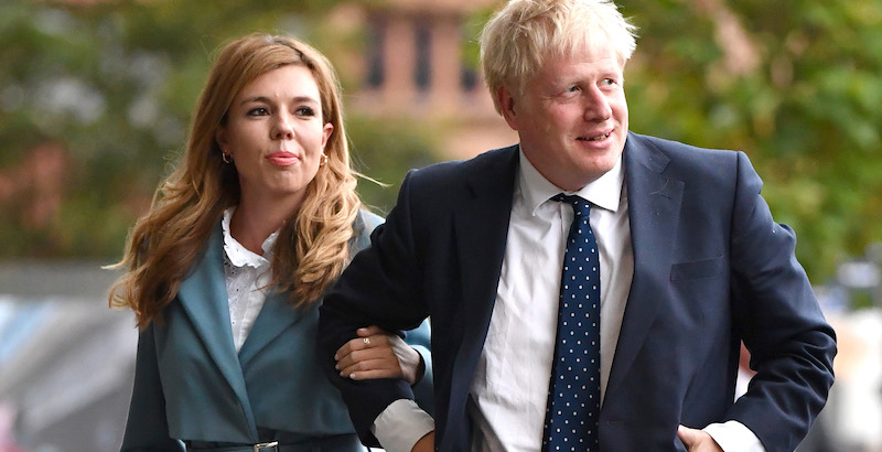 Boris Johnson e la sua compagna Carrie Symonds al congresso del Partito Conservatore a Manchester (Jeff J Mitchell/Getty Images)