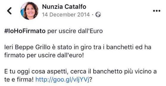 Il post in cui la nuova ministra del Lavoro diceva di voler uscire dall’euro