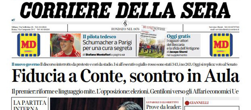Le prime pagine di martedì 10 settembre 2019
