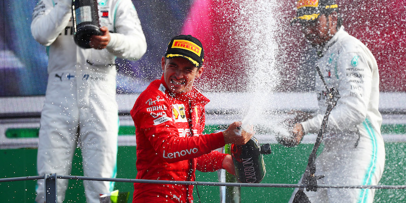 Charles Leclerc sul podio del Gran Premio di Monza (Dan Istitene/Getty Images)