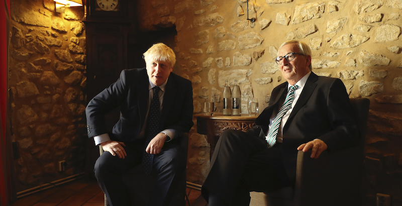 Jean-Claude Juncker e Boris Johnson a Lussemburgo, 16 settembre 2019 (AP Photo/Francisco Seco, Pool)
