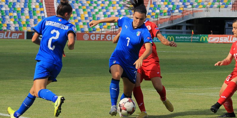 Alia Guagni della Nazionale italiana durante la partita contro la Georgia a Tbilisi, il 3 settembre 2019 (FIGC)