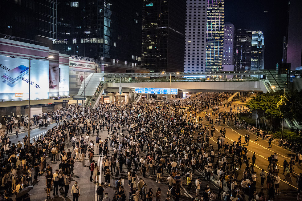 Le proteste nel quartiere di Admiralty, Hong Kong, 4 ottobre 2019
(Laurel Chor/Getty Images)
