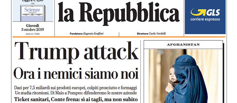 Le prime pagine di giovedì 3 ottobre 2019