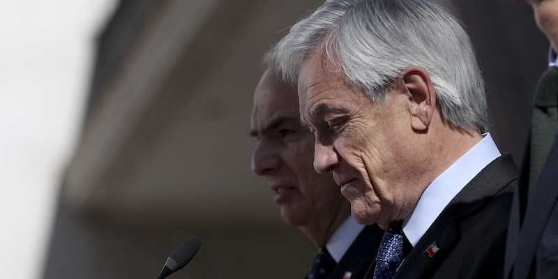 Il presidente del Cile Sebastián Piñera, il 24 ottobre 2019 (AP Photo/Esteban Felix)