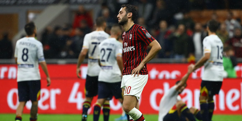 Hakan Calhanoglu in Milan-Lecce (Getty Images)