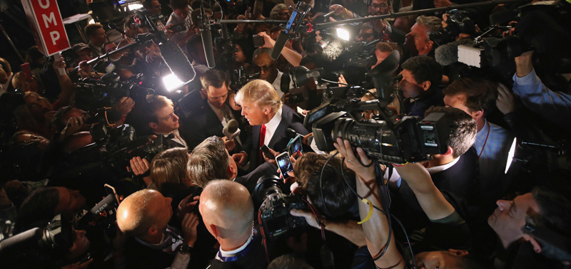 Donald Trump dopo un dibattito per le primarie Repubblicane del 2016. (Scott Olson/Getty Images)