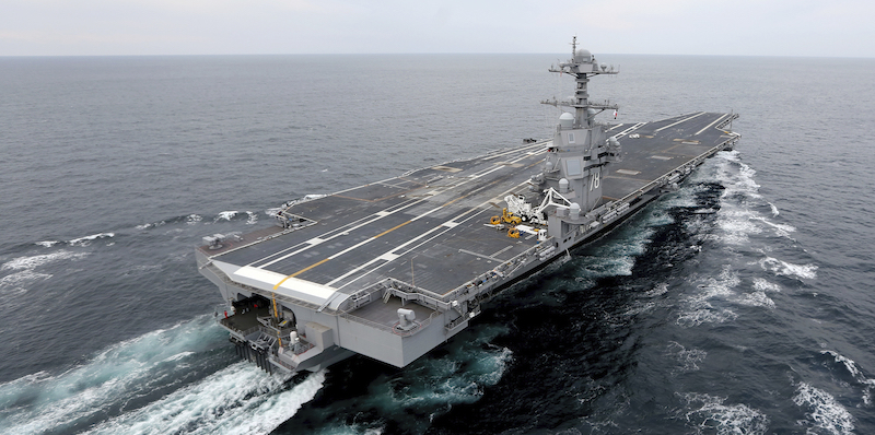 La portaerei USS Gerald R. Ford (Steve Earley/The Virginian-Pilot via AP, File)