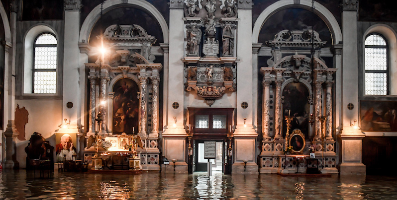L'interno della chiesa di San Mosé a Venezia, 17 novembre 2019
(Claudio Furlan/LaPresse)