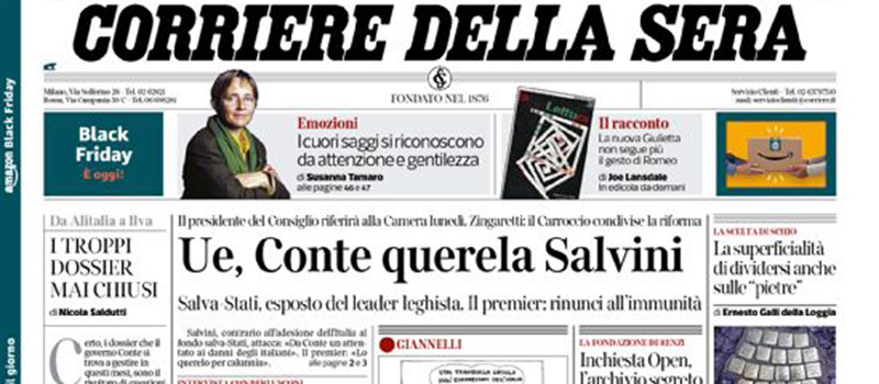 Le prime pagine di venerdì 29 novembre 2019