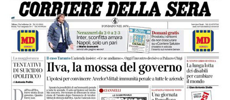 Le prime pagine di mercoledì 6 novembre 2019