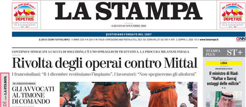 Le prime pagine di sabato 16 novembre 2019