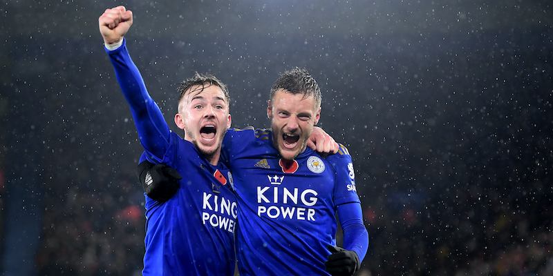 James Maddison e Jamie Vardy dopo un gol segnato all'Arsenal (Michael Regan/Getty Images)