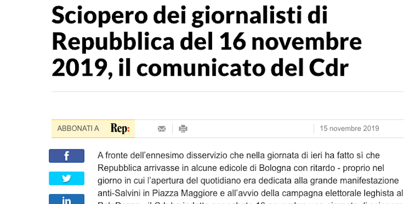 Oggi il sito di Repubblica non sarà aggiornato per uno sciopero della redazione