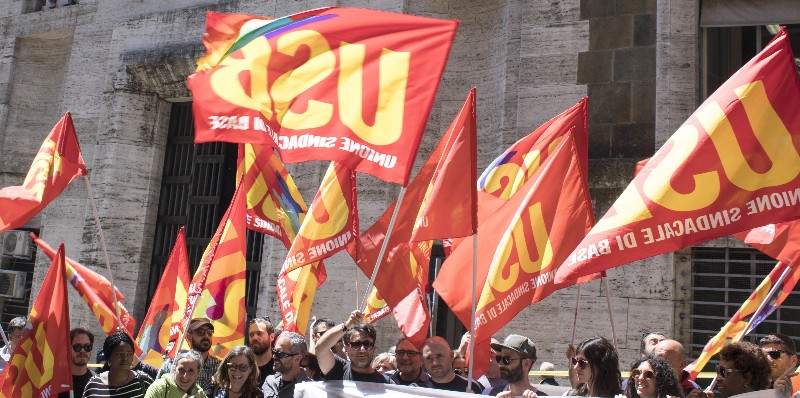 Uno sciopero di USB a Roma, 3 giugno 2019 (Elisa Bianchini/Pacific Press via ZUMA Wire)