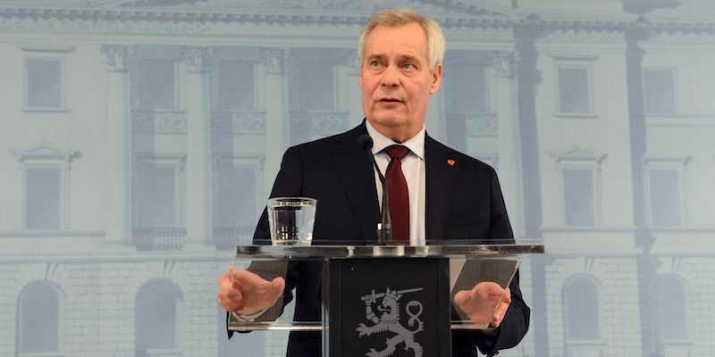 Il primo ministro finlandese Antti Rinne. (Mikko Stigi/Lehtikuva via AP)