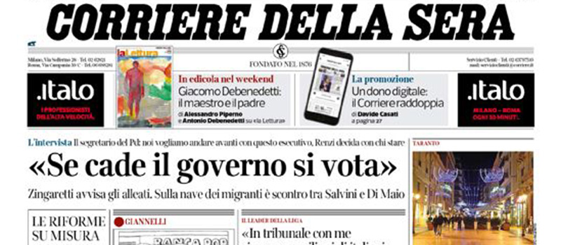 Le prime pagine di venerdì 20 dicembre 2019