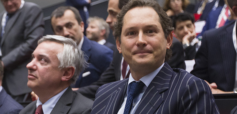 John Elkann a Torino con il direttore della Stampa Maurizio Molinari, maggio 2019 (Ivan Benedetto/LaPresse)