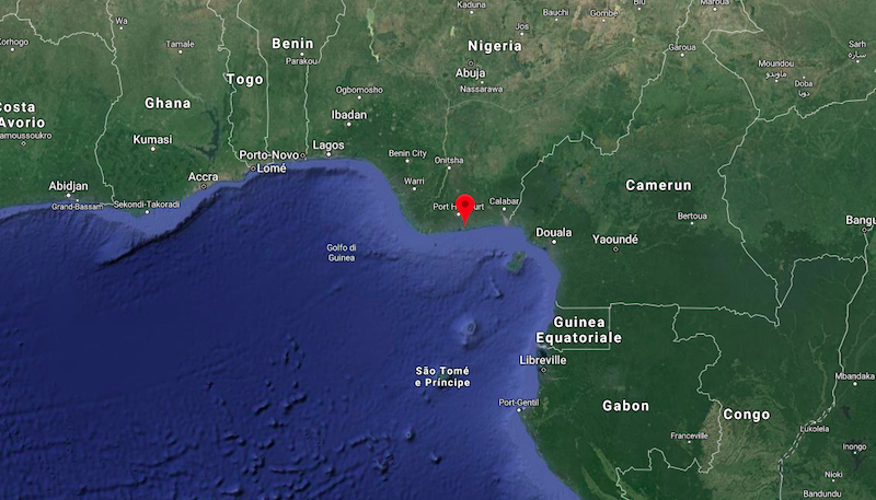 Immagine satellitare che indica Bonnie Island, in Nigeria (Google Maps)