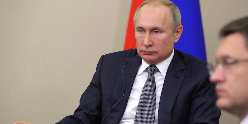 Il presidente russo Vladimir Putin, il 2 dicembre 2019 (Mikhail Klimentyev, Sputnik, Kremlin Pool Photo via AP)