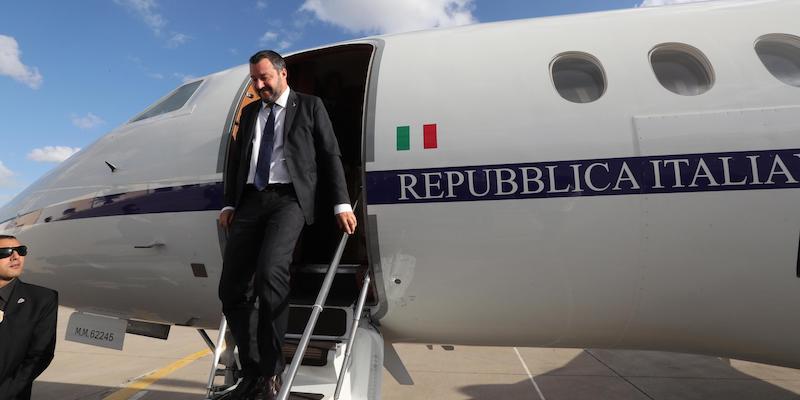 Matteo Salvini, all'epoca ministro dell'Interno, il 27 settembre 2018 (ANSA/EPA/MOHAMED MESSARA)