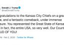 Trump si è congratulato con la Kansas City sbagliata, per il Super Bowl