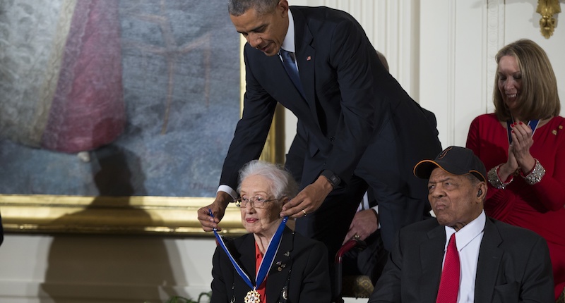 Katherine Johnson
(AP Photo/Evan Vucci)