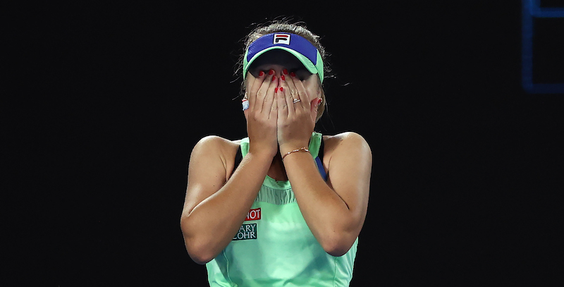 Sofia Kenin dopo aver vinto gli Australian Open, Melbourne, 1 febbraio 2020
(Clive Brunskill/Getty Images)