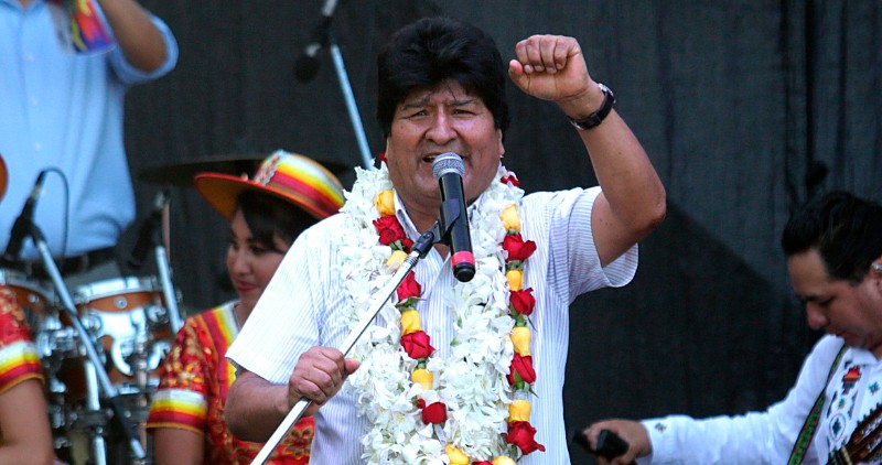 Evo Morales a una manifestazione a Buenos Aires, lo scorso 22 gennaio (AP Photo/Daniel Jayo)